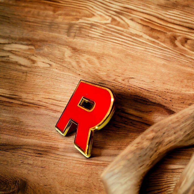 KOZUKI Team Rocket Pin: Red Enamel Gaming Pin, Modern Style, Jessie and James, Initial R, Trainer, Villains, 1.1 x 1.2 x 0.2 inches - Image 2